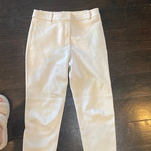 I crew collection leather cream pants size 0